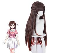 LINLINCD Anime Cosplay Peluca Anime Alquiler de una Novia Mizuhara Chizuru Cosplay Brown Long Peluca Ichinose Chizuru Pelo Fibra Resistente al Calor + Peluca Gorra Fiesta Chizuru
