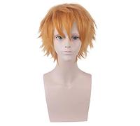 LINLINCD Anime Cosplay Peluca Anime Atado al Baño Hanako-Kun Minamoto Kou Peluca Cosplay Peluca de RPG Corto Caqui 35 cm
