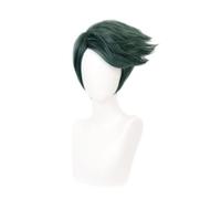 LINLINCD Anime Cosplay peluca Anime Coser Anime Anime Cosplay peluca JoJo's Bizarre Adventure peluca Rohan Kishibe peluca de pelo corto verde con gorro de peluca gratis para fiesta de Halloween