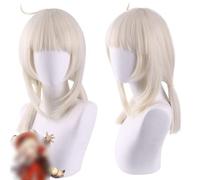LINLINCD Anime Cosplay Peluca Anime Coser Anime Anime Juego Cosplay Peluca para Genshin Impact Trébol Mujeres Corto Rubio Gemelo Cola de Caballo Modelado Fiesta