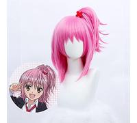 LINLINCD Anime Cosplay Peluca Anime Coser Pruik Marca Guardian Sweetheart Cosplay Peluca AMU Hinamori Cosplay Niña Rosa Alta Cola de Caballo Corta Fibra Sintética