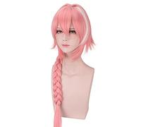 LINLINCD Anime Cosplay Peluca Anime Game Fate/Grand Order Apokrypha Fo. Astolfo Peluca Larga Rosa Cosplay Peluca Juego de rol Halloween Pelo Sintesis 100 cm