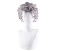 LINLINCD Anime Cosplay Peluca Anime. JoJo. Extraña aventura Koichi Hirose Peluca Cosplay Peluca Juego de rol Gris Color 35 cm