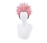 LINLINCD Anime Cosplay Peluca Anime Jujutsu Kaisen Cosplay Yuji itadori Peluca Jujutsu Kaisen Yuji itadori Rosa Negro Corto Pelo Fibra Resistente al Calor Halloween