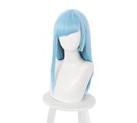 LINLINCD Anime Cosplay peluca Anime Jujutsu Kaisen Miwa Kasumi Cosplay Blue Peluca de pelo sintético para hombres Cosplay peluca+peluca gorra sintética accesorios de fiesta