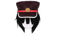 LINLINCD Anime Cosplay peluca de baño Jibaku Shounen Hanako Kun Yugi Amane peluca negra corta resistencia al calor pelo sintético Cosplay pelucas+peluca gorra+sombrero