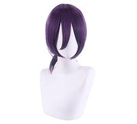LINLINCD Anime Cosplay peluca de motosierra cosplay peluca púrpura resistente al calor sintético fiesta Halloween fiesta de rol peluca + gorro de peluca