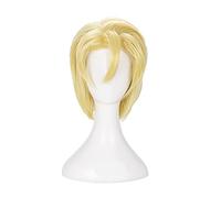 LINLINCD Anime Cosplay peluca fuego emblema tres casas Dimitri Alexandre Blaad Cosplay peluca corta rubia dorada resistente al calor sintético peluca de pelo sintético+peluca gorra