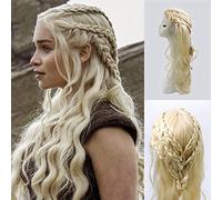 LINLINCD Anime Cosplay Peluca Juego de Tronos Cosplay Peluca Dragón Madre Daenerys Targaryen Oro Largo ondulado Rubio Pelo Pelo Fiesta Halloween Fiesta Disfraz Pelucas