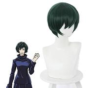 LINLINCD Anime Cosplay Peluca Jujutsu Kaisen Anime Zenin Mai Pelo Verde Corto Hombres Mujeres 30cm Cosplay Peluca+Peluca Gorra Sintética Fiesta de Halloween Accesorios