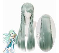 LINLINCD Anime Cosplay Peluca Misumi Chika Cosplay Princess Connect Cosplay Largo Recto Mujer Verde Cosplay Anime Cosplay Pelucas sintéticas resistentes al calor