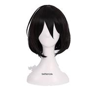 LINLINCD Anime Cosplay peluca otro MEI Misaki Cosplay pelucas corto negro negro resistente al calor sintético peluca de cabello+tapa de peluca