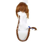 LINLINCD Anime Cosplay peluca Peter Pan Fawn Cosplay peluca de película Tinker Bell y el hada pirata 120 cm largo trenzas marrones peluca sintética para adultos+peluca gorra
