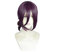 LINLINCD Anime Cosplay Peluca Reze Cosplay Peluca Anime Motosierra Hombre Púrpura cola de caballo Pelucas Halloween Carnaval Fiesta Disfraz de Role+Gorro de Peluca