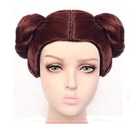 LINLINCD Anime Cosplay Peluca Star Wars Princess Leia Cosplay Pelucas Organa Solo Peluca Corta Pelucas Marrón Cabello con Dos Bonitos Anime Cosplay