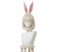 LINLINCD Anime Cosplay Peluca Tastars Haru Cosplay Pelucas Bunny Rabbit Cosplay Peluca con orejas Bobo Helloween Cabello sintético resistente al calor