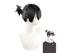 LINLINCD Anime Cosplay Peluca Ultimate Machamaru Cosplay Peluca Anime Jujutsu Kaisen Black Ponytail Cabello Resistente al Calor Halloween Fiesta Juego de rol