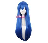 LINLINCD Anime Cosplay Peluca Wendy Marvell Cosplay Fairy Tail Cosplay Mujeres Peluca Larga Recta Azul Cosplay Anime Cosplay Pelucas sintéticas resistentes al calor