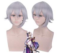 LINLINCD -Anime/juego Destino/Gran Orden Lan Ling Wang Cosplay Pelucas Halloween Fiesta Juega pelucas de disfraz corto + gorra de peluca