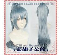 LINLINCD -Anime Jujutsu Kaisen Cosplay Mahito pelucas azul claro cola de caballo larga resistente al calor pelo sintético Cosplay peluca+peluca gorra