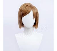 LINLINCD -Anime Jujutsu Kaisen Cosplay Nobara Kugisaki peluca ropa corta marrón fibra sintética peluca sintética+gorra de peluca de marca