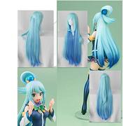 LINLINCD -Biamoxer KonoSuba God & # 39s Bendición para este maravilloso mundo! Pelucas Cosplay KonoSuba Aqua Blue Pelo sintético largo liso adulto