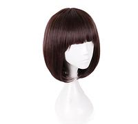 LINLINCD -Bungo Stray Dogs Anime Akiko yosano Cosplay peluca corta marrón oscuro pelo fibra resistente al calor+peluca gorra Halloween fiesta rollo juego