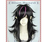 LINLINCD Cosplay Game Arknights Peluca Moonlight Night Pelo Sintético Halloween Rollo Negro Jugar Cabello Cosplay Peluca Niñas Adultos