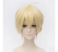 LINLINCD Cosplay peluca 35cm destino estancia noche lirio de sable Cosplay peluca completa de pelo sintético dorado pelucas con cola de caballo+red para el pelo como foto