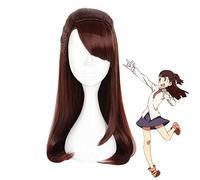 LINLINCD Cosplay peluca anime pequeña bruja academia kagari atsuko peluca cosplay disfraz de mujer akko largo resistente al calor sintético pelucas Kagari Atsuko