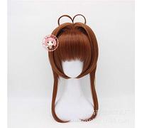 LINLINCD Cosplay peluca atrapador de tarjetas Sakura Kinomoto Sakura Brown Cosplay peluca mujeres niñas fiesta pelucas