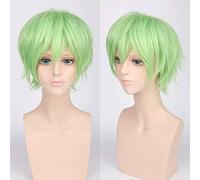 LINLINCD Cosplay peluca corta ondulada roja plata gris brillante oro amarillo verde rosa púrpura naranja blanco pelo sintético flequillo universal Cosplay peluca+WigCap 20