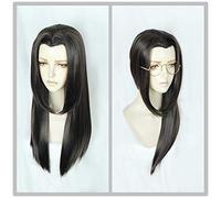 LINLINCD Cosplay peluca de 65 cm estilo chino antiguo guerrero largo recto negro Cosplay peluca espadachín disfraz jugar pelucas para Halloween