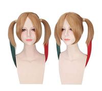 LINLINCD Cosplay peluca de anime película suicida Joker Harleen Quinzel peluca Cosplay disfraz doble cola de caballo pelo largo sintético para mujeres pelucas de fiesta Dm682