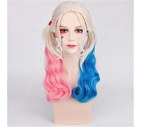 LINLINCD Cosplay peluca de anime película suicida Joker Harleen Quinzel peluca Cosplay disfraz doble cola de caballo pelo largo sintético para mujeres pelucas de fiesta Dm600