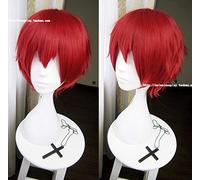 LINLINCD Cosplay peluca de asesinato en el aula Karma Akabane/Akashi Seijuro/Sasori corto llama roja Cosplay peluca disfraz sólo alta temperatura peluca de fibra