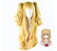 LINLINCD Cosplay peluca nueva Citrus Yuzu Aihara Cosplay pelucas 60cm largo ondulado resistente al calor pelo sintético Perucas Cosplay peluca + redecilla amarilla