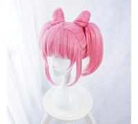 LINLINCD Cosplay peluca nueva Sailor Moon Chibi Moon Cosplay pelucas rosa mujeres pelucas de pelo sintético resistente al calor Perucas Cosplay peluca+peluca gorra rosa