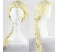 LINLINCD Cosplay peluca princesa Anna Elsa Cosplay pelucas para mujeres niñas largo recto 70 cm dos trenzas resistente al calor sintético Anime película peluca Elsa