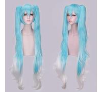 LINLINCD Cosplay wig 28 colores Vocaloid Hatsune Miku Cosplay peluca larga resistente al calor sintético pasador de pelo pelucas cola de caballo+gorra de peluca micrófono de nieve 25