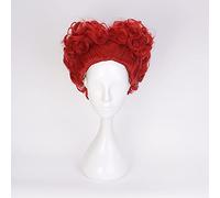 LINLINCD Cosplay wig Alicia en el país de las maravillas la reina roja peluca rizada disfraz de cosplay mujeres corto pelo sintético resistente al calor pelucas de fiesta de Halloween