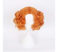 LINLINCD Cosplay wig Alicia en el País de las Maravillas Mad Hatter Naranja Rojo Peluca Corta Rizada Cosplay Disfraz Tarrant Pelo Sintético Peluca Halloween Fiesta 1