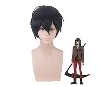 LINLINCD Cosplay wig Anime Ángel de la Muerte Zack Isaac Foster Peluca corta negra Cosplay Disfraz Hombres Pelucas de pelo sintético resistente al calor Ángel de la Muerte