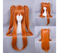 LINLINCD Cosplay wig Anime Asuka Langley Soryu Largo Naranja resistente al calor pelo Cosplay Cosplay peluca para mujeres