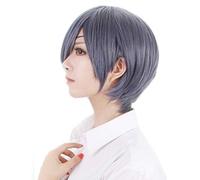 LINLINCD Cosplay wig Anime Black Butler Kuroshitsuji Ciel Phantomhive pelucas gris mezclado azul corto pelo sintético Cosplay peluca+parche de ojo negro+peluca gorra solo peluca