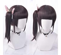 LINLINCD Cosplay wig Anime Demonios Killer Tsuyuri Kanawo Cosplay Peluca Kimetsu no Yaiba Cosplay Negro Halloween Peluca Disfraces+Peluca Gorra
