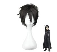 LINLINCD Cosplay wig Anime Espada Arte Online Kirigaya Kazuto Peluca Cosplay Disfraz SAO Kirito Pelo sintético negro corto Halloween Fiesta Pelucas
