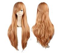 LINLINCD Cosplay wig Anime Espada Arte Online Yuuki Asuna Pelucas SAO Yuki Asuna Larga Naranja Resistente al Calor Pelo Sintético Cosplay Peluca+Peluca Gorra