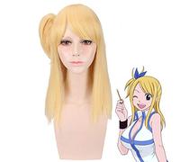 LINLINCD Cosplay wig Anime Fairy Tail Lucy Heartfilia Gold Recto Peluca Cosplay Disfraz Mujeres Resistente al Calor Pelo Sintético Pelucas Fairy Tail