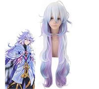 LINLINCD Cosplay wig Anime Fate/Grand Order Caster Merlin Peluca Larga Cosplay Disfraces Destino Stay Night Pelucas de pelo sintético resistente al calor Garden of Avalon